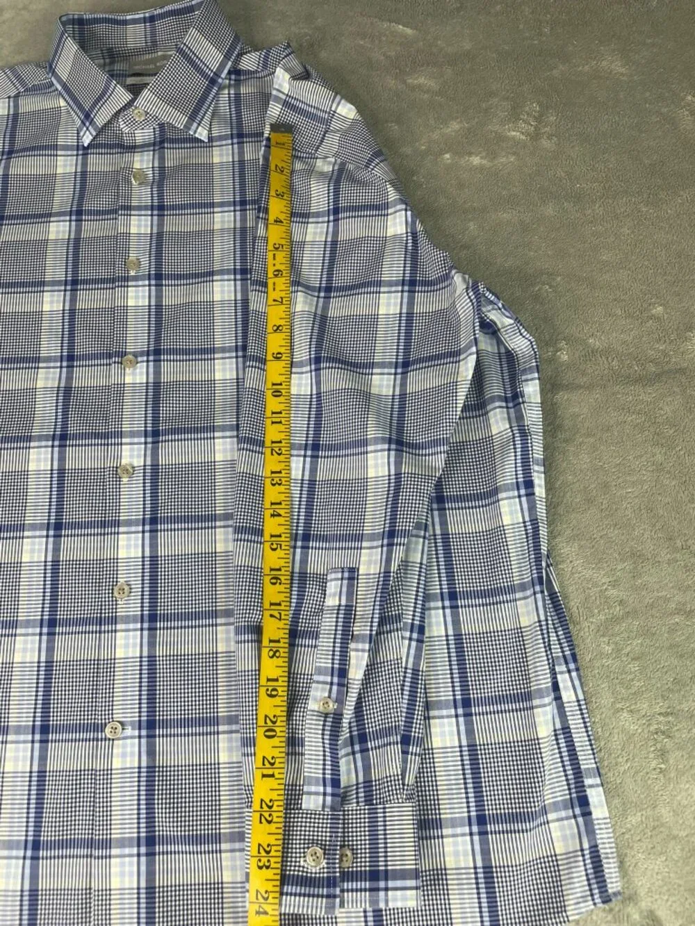 Michael Kors Men's XL Blue Plaid Airsoft Stretch Button Down Shirt Regular Fit
